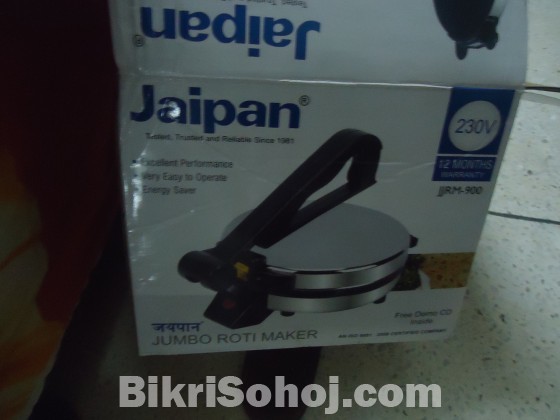 Jaipan Jumbo Roti Maker - 1000W Silver and White New